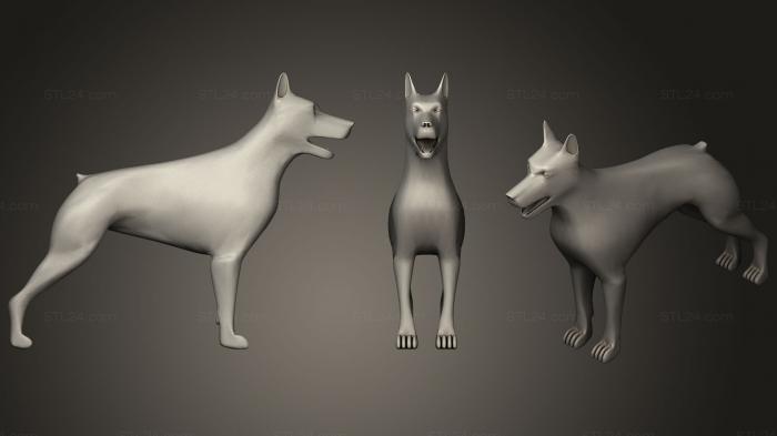 Статуэтки животных (Собака-доберман, STKJ_0885) 3D модель для ЧПУ станка